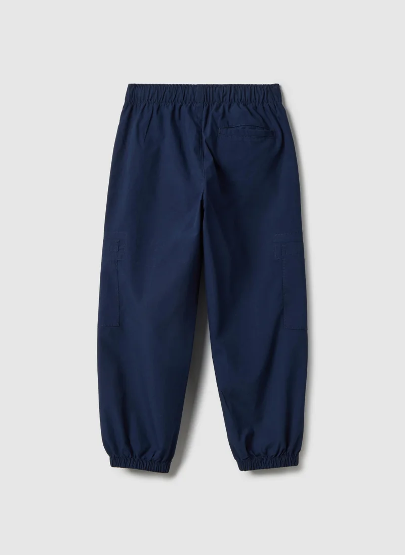 او في اس OVS Children'S Regular Fit Blue Jogger Trousers In Pure Cotton